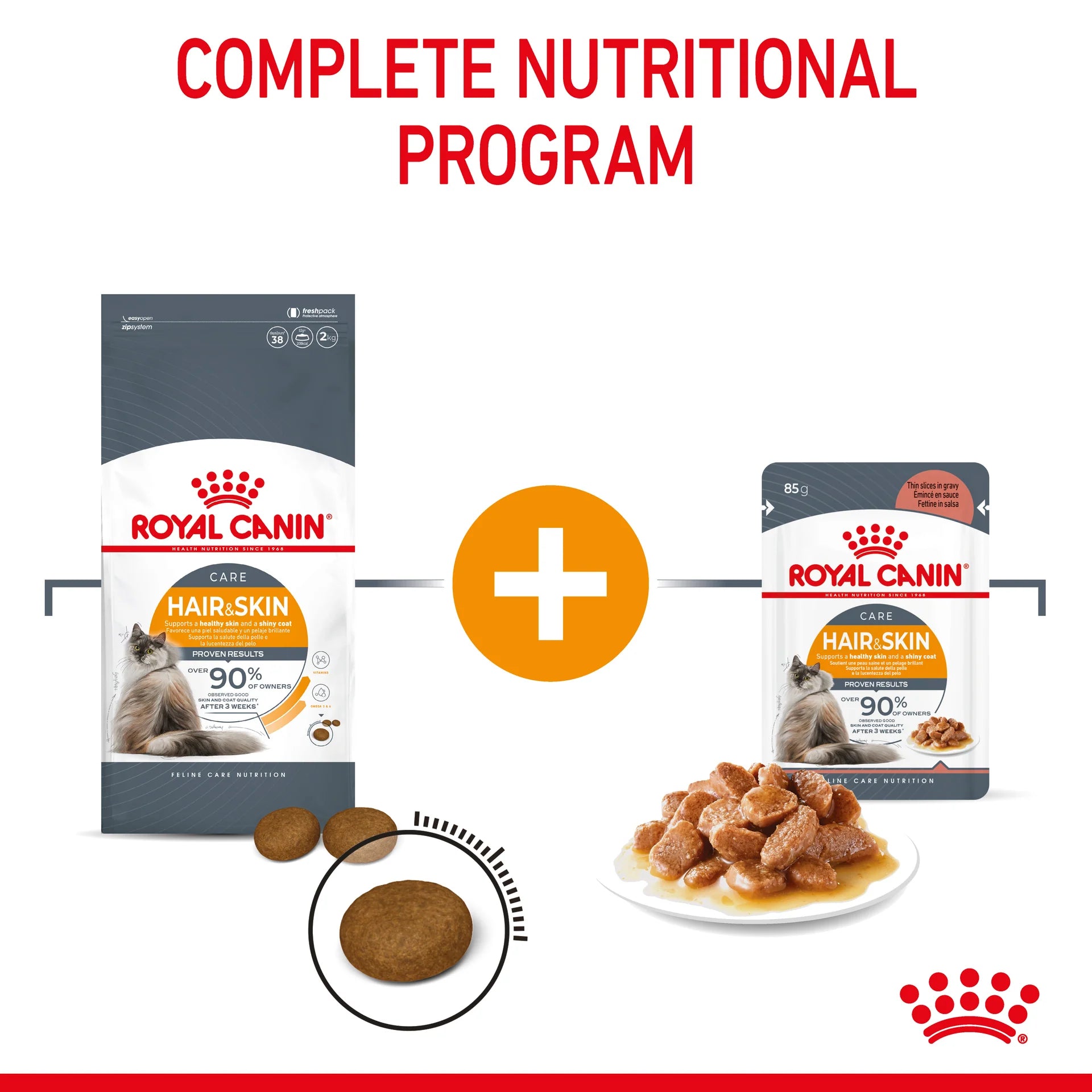 Royal Canin - Hair & Skin Gravy Adult Wet Cat Food Pouches 85g x 12 - Petservo