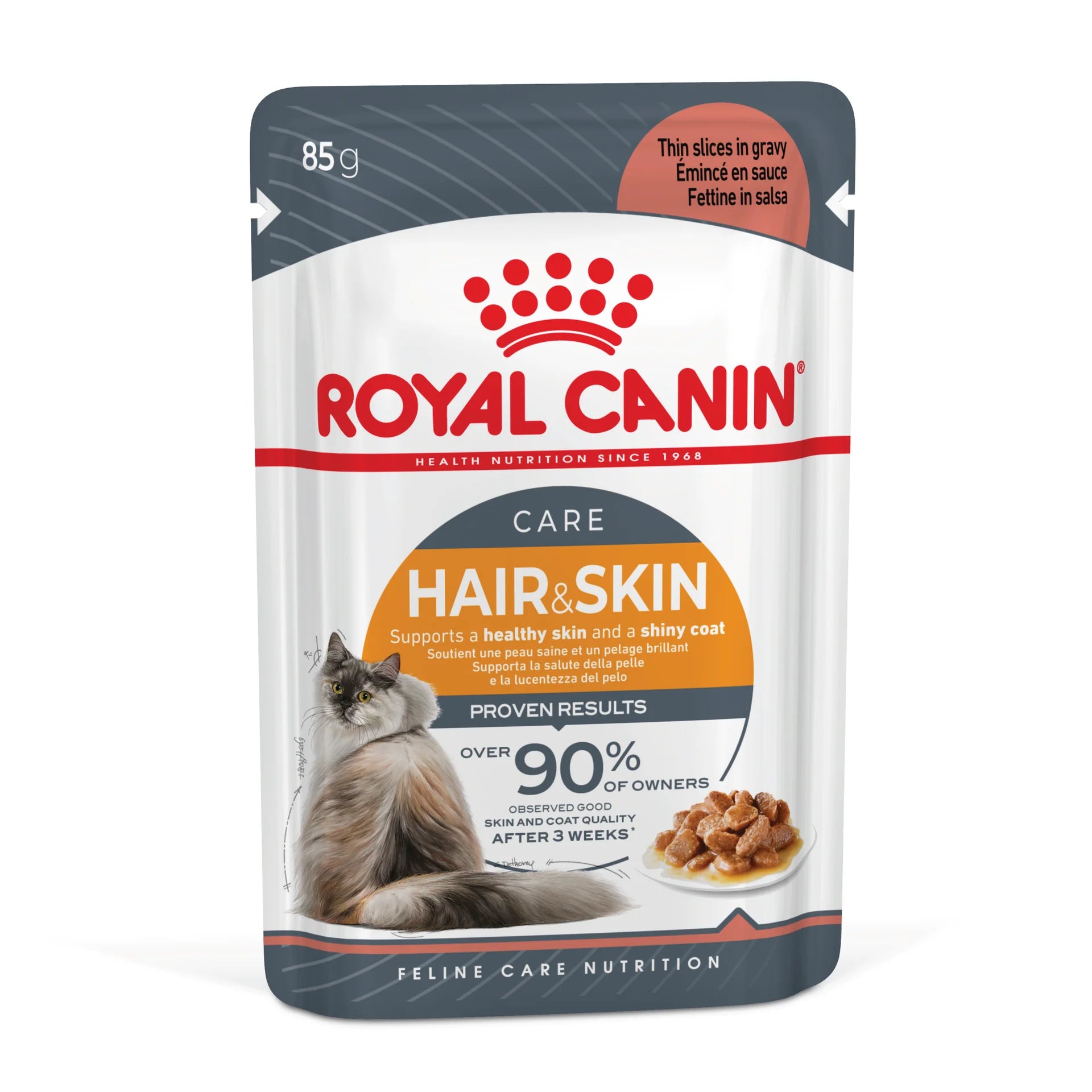 Royal Canin - Hair & Skin Gravy Adult Wet Cat Food Pouches 85g x 12 - Petservo