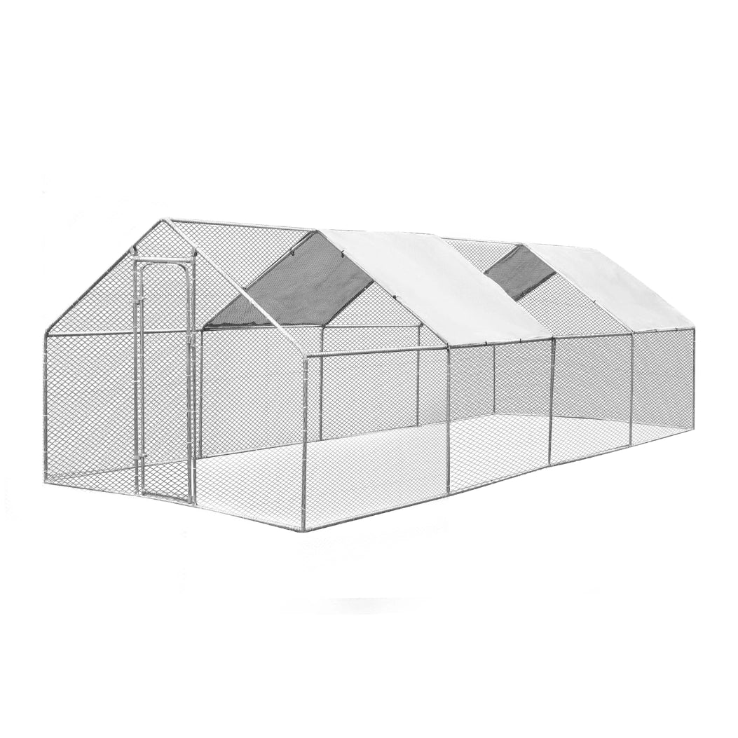 Large Walk-in Pet Chicken Run Coop Cage Rabbit Hutch Ferret House Guinea Pig Enclosure 3 x 8 x 1.95M - Petservo