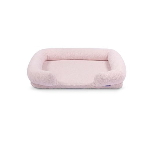 Charlie's - Boucle Orthopedic Memory Foam Sofa Dog Bed with Bolster - Pink - Small