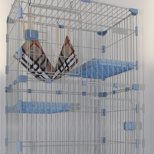 Yes4pets - 179 Cm Blue Pet 4 Level Cat Cage House With Litter Tray & Wheel 82x57x179 Cm