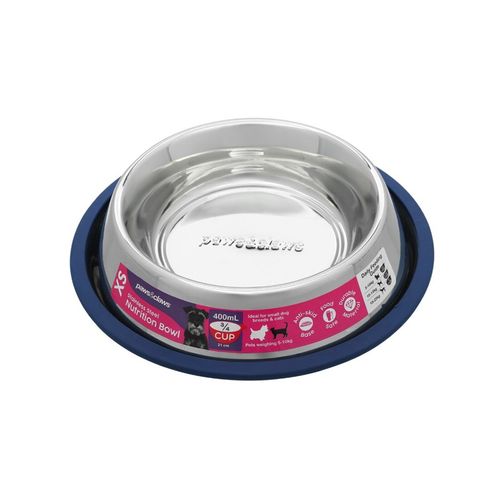 Paws & Claws - Dog Feeding Bowl 400ml/21cm Stainless Steel 4x - Blue