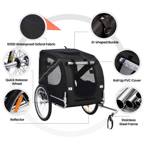 TOPET - Pet Bike Stroller Bicycle Trailer Pram Pet Jogger Dog Cat Small to Medium Size - Black - Pet Servo