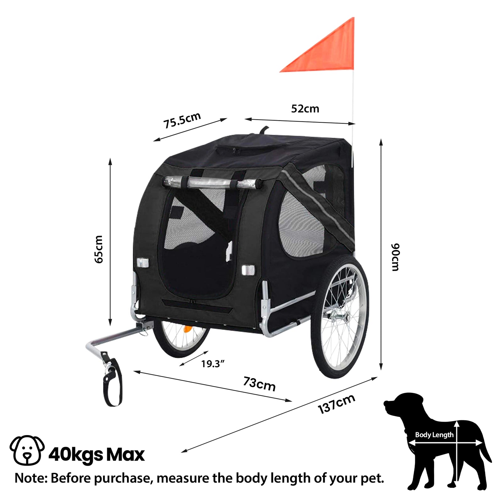 TOPET - Pet Bike Stroller Bicycle Trailer Pram Pet Jogger Dog Cat Small to Medium Size - Black - Pet Servo