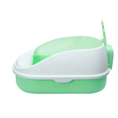 YES4PETS - Large Portable Cat Toilet Litter Box Tray with Scoop and Grid Tray Green