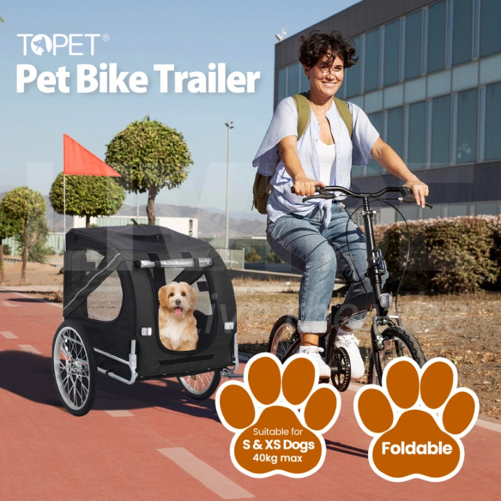 TOPET - Pet Bike Stroller Bicycle Trailer Pram Pet Jogger Dog Cat Small to Medium Size - Black - Pet Servo