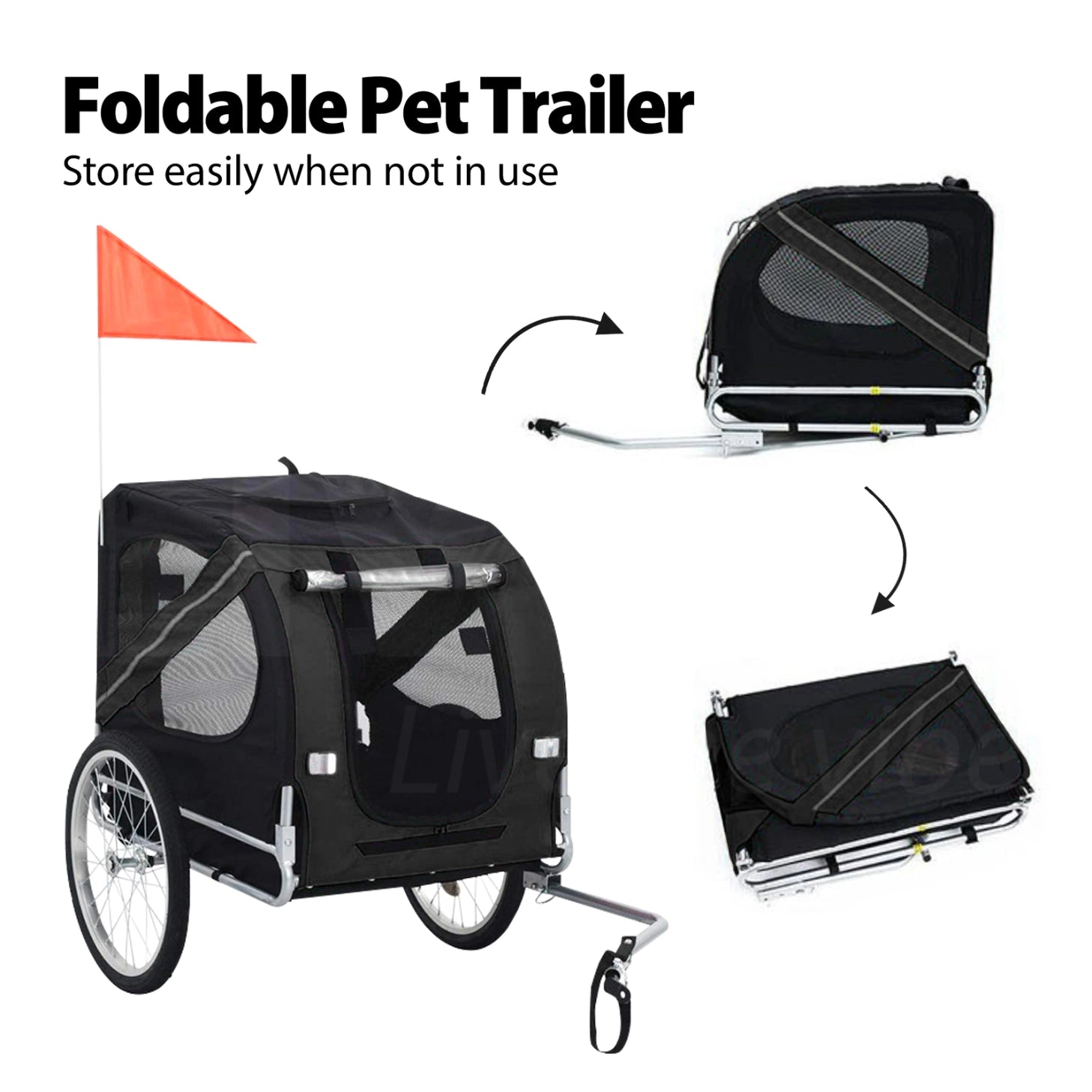 TOPET - Pet Bike Stroller Bicycle Trailer Pram Pet Jogger Dog Cat Small to Medium Size - Black - Pet Servo