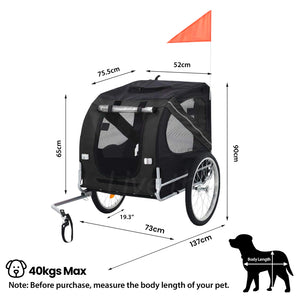 TOPET - Pet Bike Stroller Bicycle Trailer Pram Pet Jogger Dog Cat Small to Medium Size - Black - Pet Servo