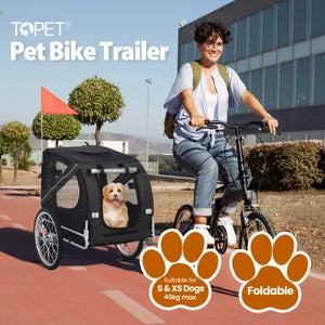 TOPET - Pet Bike Stroller Bicycle Trailer Pram Pet Jogger Dog Cat Small to Medium Size - Black - Pet Servo