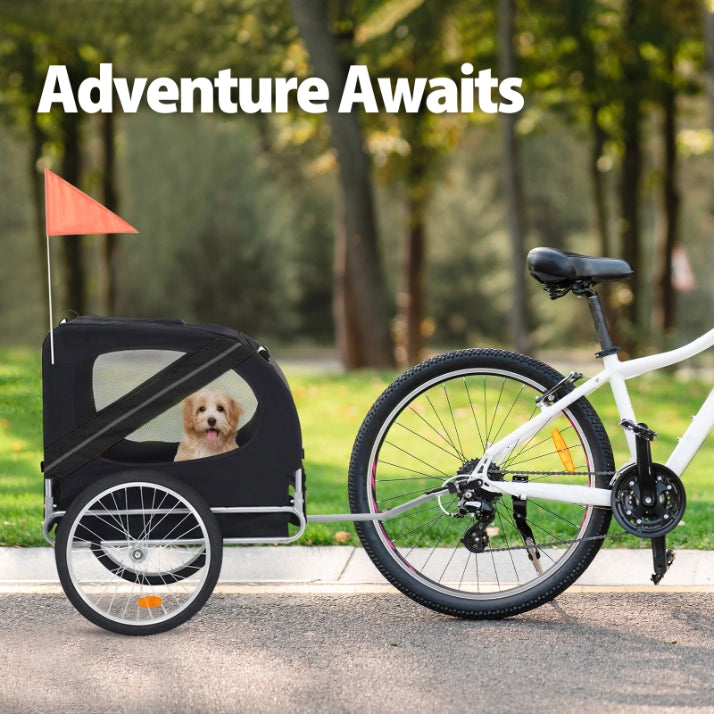 TOPET - Pet Bike Stroller Bicycle Trailer Pram Pet Jogger Dog Cat Small to Medium Size - Black - Pet Servo