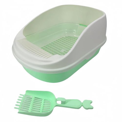 YES4PETS - Large Portable Cat Toilet Litter Box Tray with Scoop and Grid Tray Green