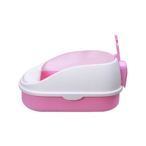 YES4PETS - Large Portable Cat Toilet Litter Box Tray with Scoop and Grid Tray - Pink