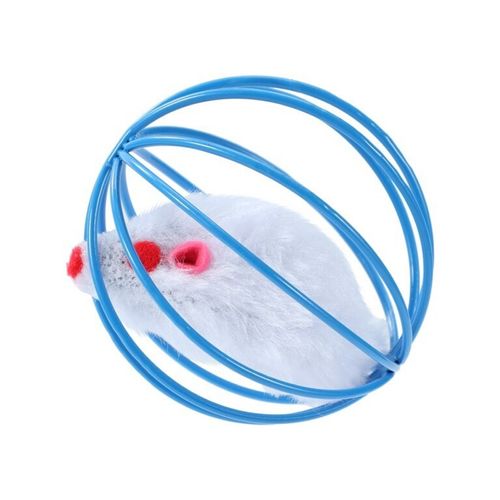 Paws and Claws - 6cm Wire Ball & Mouse Catnip Interactive/PlayingToy Pet - Blue