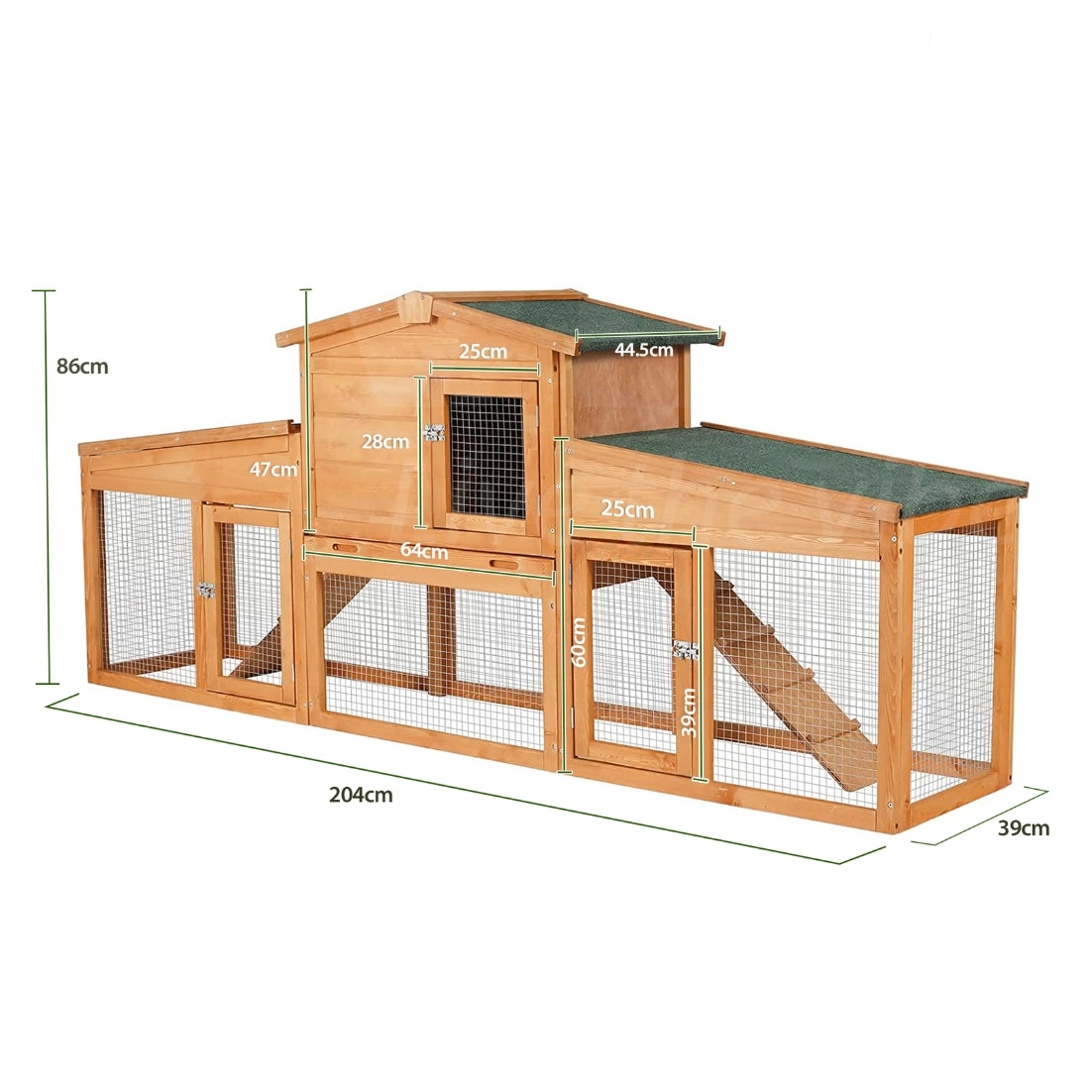 TOPET - Chicken Coop Rabbit Hutch Large Wooden House Run Outdoor Farm Pet Cage - Petservo