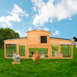 TOPET - Chicken Coop Rabbit Hutch Large Wooden House Run Outdoor Farm Pet Cage - Petservo