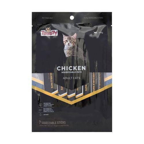 Trusty - Chicken Squeezable Pate Adult Cat Treats - Pack of 7 - Petservo