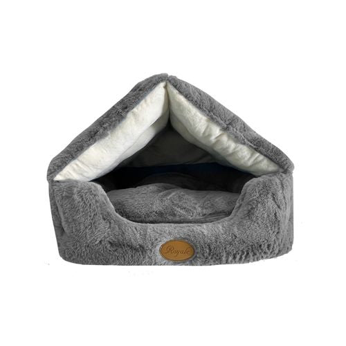 Royale - 45cm House Cat Igloo Bed Plush Dark Grey