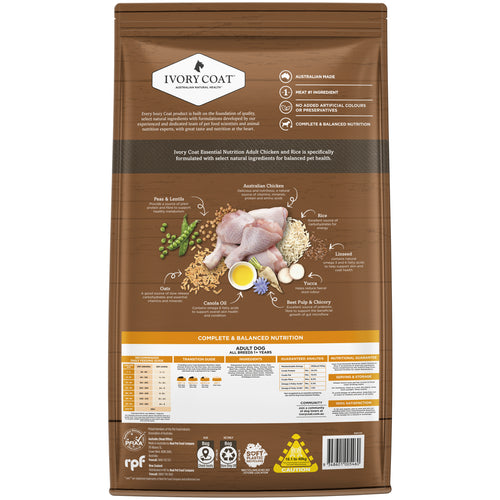 Ivory Coat - Essential Adult Dry Dog Food Chicken & Rice 20kg - petservo