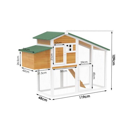 Advwin - Chicken Coop Rabbit Hutch Wooden Large Chick House - petservo