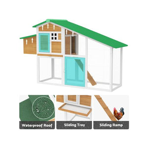 Advwin - Chicken Coop Rabbit Hutch Wooden Large Chick House - petservo