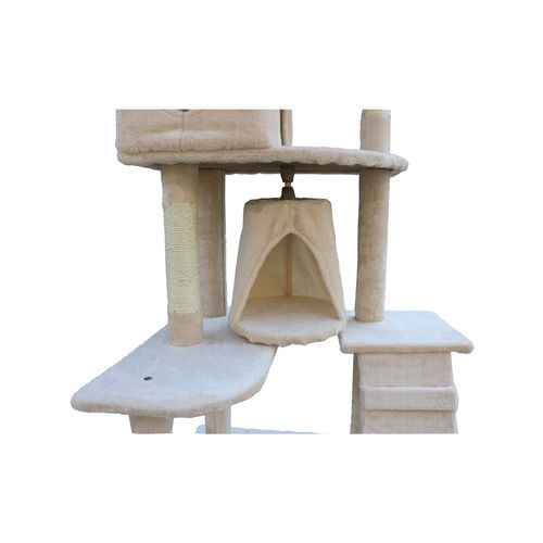 YES4PETS - 193cm Cat Scratching Tree Post Sisal Pole Scratching Post Scratcher Tower Condo Beige