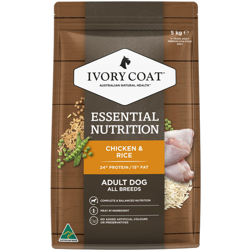 Ivory Coat - Essential Adult Dry Dog Food Chicken & Rice 5kg - petservo