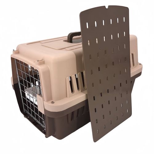 YES4PETS - Dog Cat Crate Pet Rabbit Carrier Airline Cage With Bowl & Tray - Brown - Medium