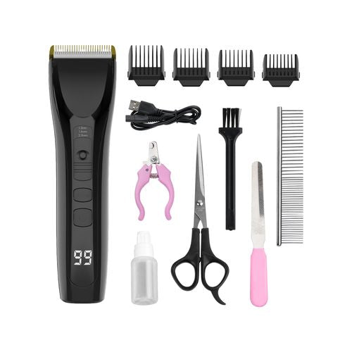 Advwin - 12-Piece Pet Clippers Kit for Grooming 3-Speeds Rechargeable