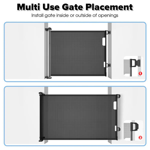 Advwin - Retractable Pet Safety Gate Black - Pet Servo