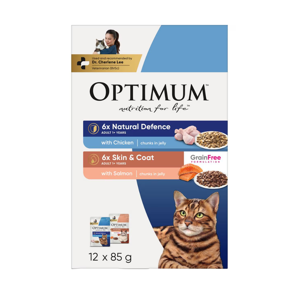 Optimum - Wet Cat Food 6 Natural Defences & 6 Skin & Coat 85g X 12 Pack - Petservo