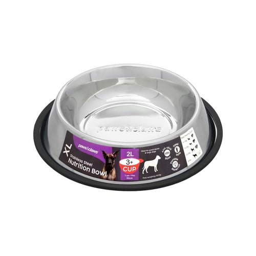 Paws and Claws - 2L Stainless Steel Pet Bowl Black - 2PK