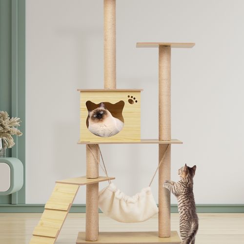 Advwin - 130cm Cat Tree Scratching Post Wooden