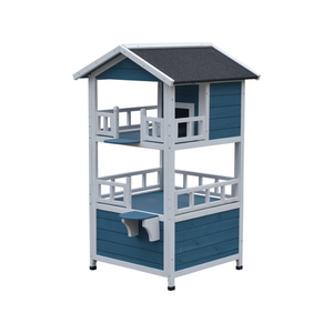 YES4PETS Double Story Cat Shelter Condo with Escape Door - PetServo