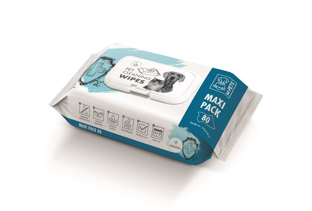 M-PETS - Pet Cleaning Wipes Anti-bacterial MAXI PACK 20 x 15 cm - 80 pcs