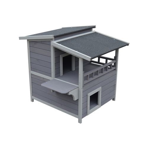 YES4PETS - 2 Story Cat Shelter Condo with Escape Door Rainproof Kitty House-920x715x825mm - petservo