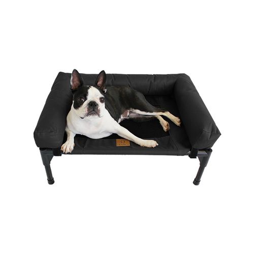 Charlie's - Elevated Trampoline Bolster Sofa Dog Bed - Black - Medium