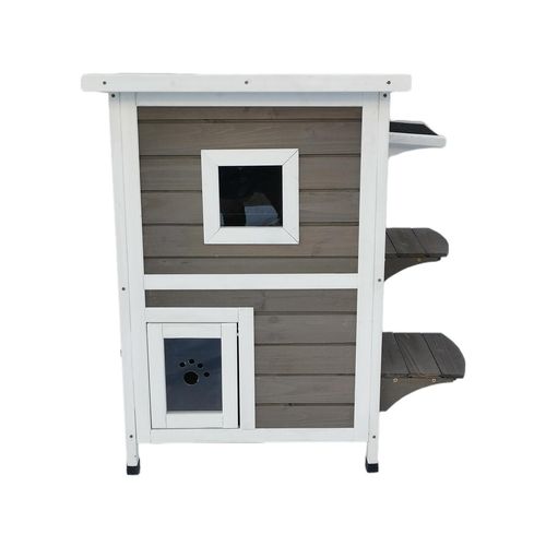 YES4PETS - 2 Story Cat Shelter Condo with Escape Door Rainproof Kitty House 2