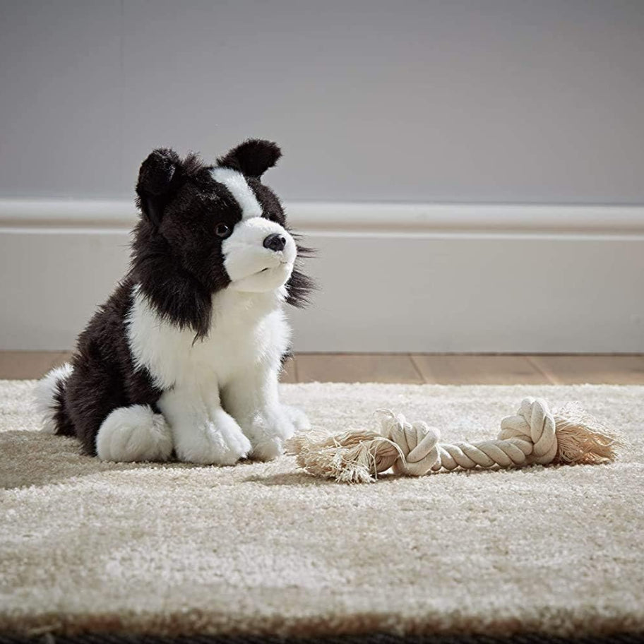 Living Nature - Soft Toy Gift Bundle Plush Border Collie Dog (20cm) & Puppy (16cm)