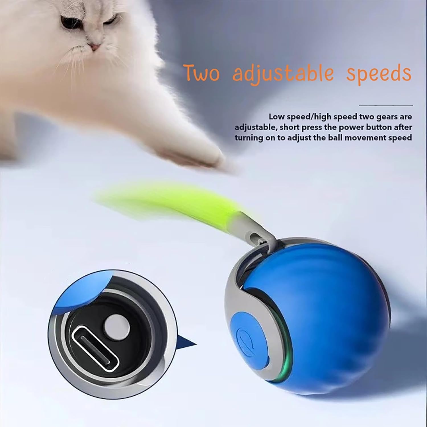 Generic - Interactive Cat Toy Ball – USB Rechargeable, Automatic & Fun (Blue) - Petservo