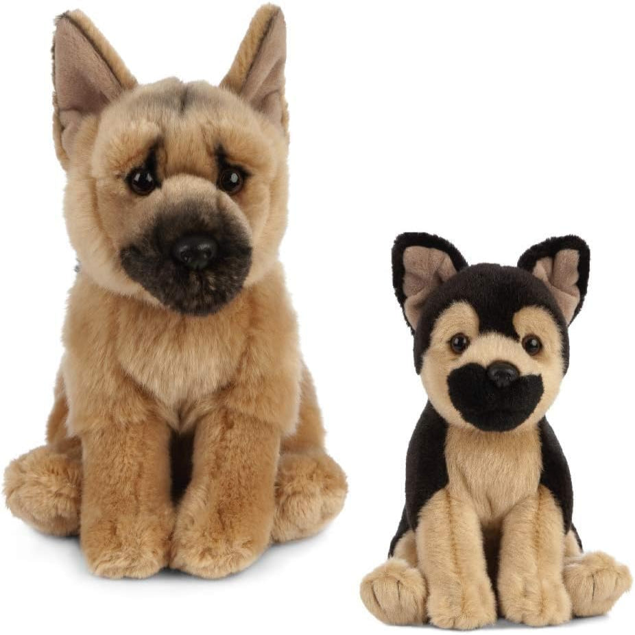 Living Nature - Soft Toy Gift Bundle Plush German Shepherd, Alsatian Dog (20cm) & Puppy (16cm)