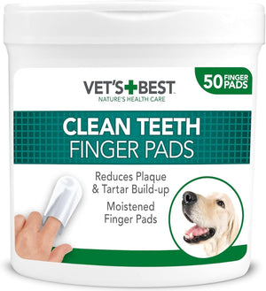 Vet's Best - Teeth Finger Pads 50 Pack - Dog Dental Care Wipes - Petservo