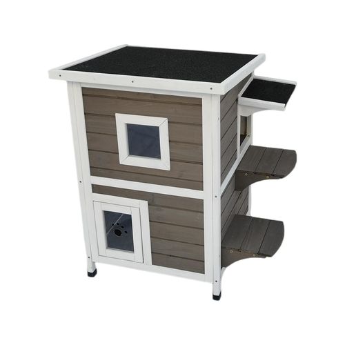 YES4PETS - 2 Story Cat Shelter Condo with Escape Door Rainproof Kitty House 2