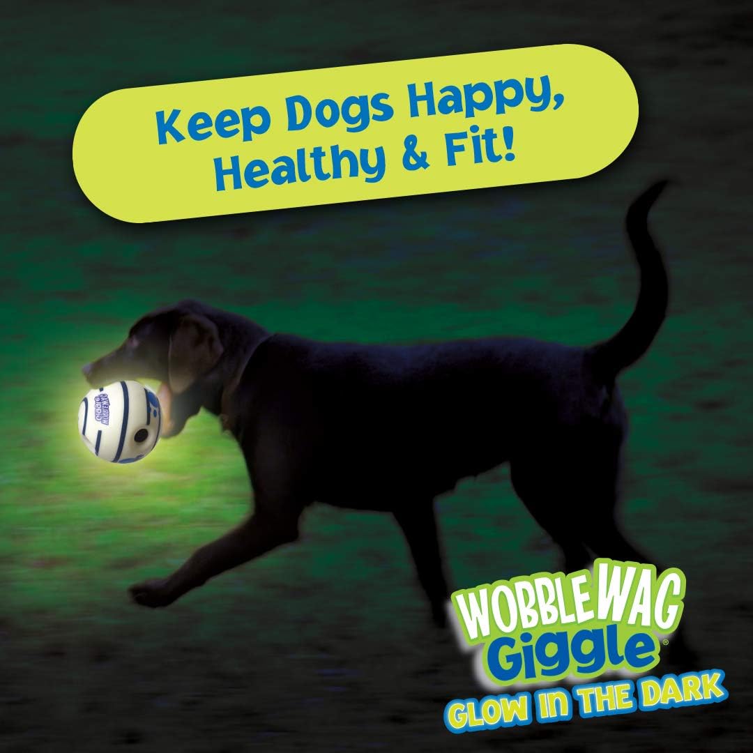 Wobble Wag Giggle - Ball Interactive Dog Toy | Medium Green, White Blue - Petservo