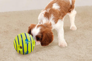 Wobble Wag Giggle - Ball Interactive Dog Toy | Medium Green, White Blue - Petservo