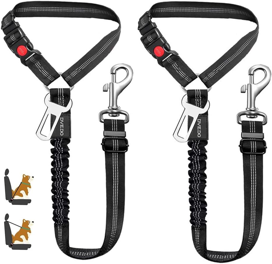 DVEDO - 2-in-1 Dog Seatbelts – Adjustable Pet Car Safety Harness - Petservo