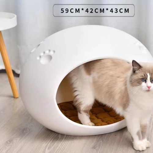 YES4PETS - Cave Cat Kitten Box Igloo Cat Bed House Dog Puppy House - White - Medium