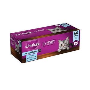 Whiskas - So Fishy Recipes 85g 1+ Years Ocean Platter in Jelly Wet Cat Food - 60 Pouches - petservo