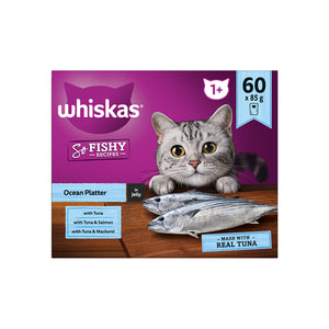 Whiskas - So Fishy Recipes 85g 1+ Years Ocean Platter in Jelly Wet Cat Food - 60 Pouches - petservo