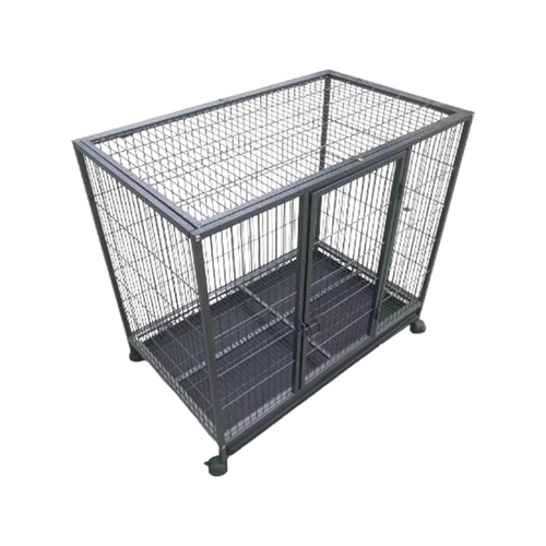 YES4PETS - Pet Dog Cat Cage Metal Rabbit Crate Carrier Kennel Wheel & Tray - Medium