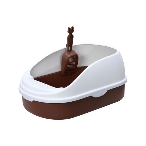 YES4PETS - Medium Portable Cat Toilet Litter Box Tray with Scoop Brown